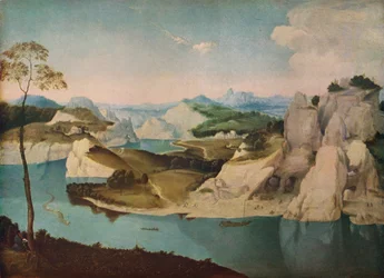Paisagem: um rio entre montanhas, c1600