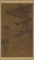 Paisagem: artesãos sob um grande pinheiro, dinastia Ming, séculos XVI-XVII.