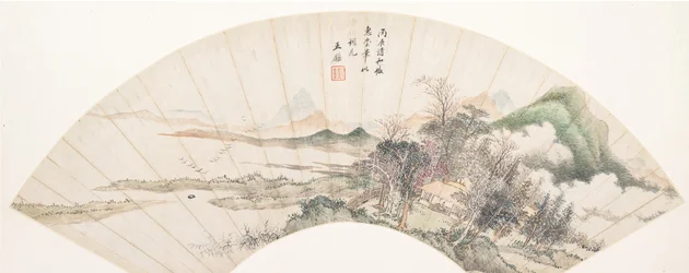 Paisagem ao estilo de Huichong, século XVIII ou posterior, data espúria de 1676.
