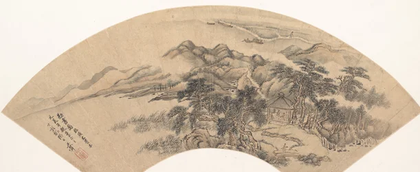 Paisagem ao Estilo de Yan Wengui, século XVIII ou posterior, data espúria de 1707.