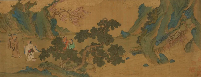 Paisagem com imortais taoístas nas montanhas, dinastia Ming ou Qing, século XVII.