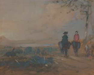Paisagem com Lago e Cavalgada de Duas Figuras, ca. 1820.