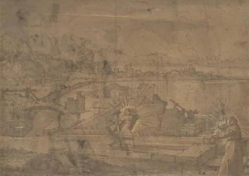 Paisagem com a retaguarda de São Cristóvão e São Masculino Monástico..., séc. XVI.