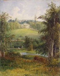 Paisagem com a mansão na propriedade de Gostilitsy, perto de São Petersburgo, década de 1820