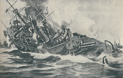 Últimos momentos do navio de guerra afundando HMS Victoria, 1893, 1937