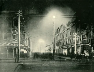 Launceston em noite Rua Brisbane, 1901.