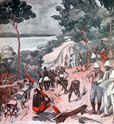 Deitado ferrovia sob o sol equatorial, Brazzaville, Congo, 1924