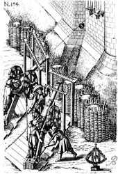 Colocando o cânone de cerco no alvo, de The Diverse and Artificial Machine, 1620