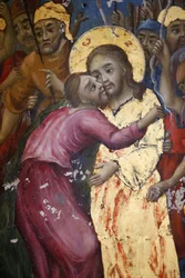 O beijo de Judas. Fresco da Igreja do Santo Sepulcro em Jerusalém, Israel
