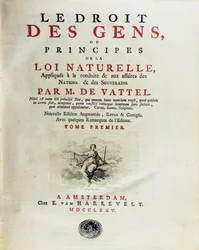 A lei das nações, ou princípios da lei natural, aplicados à conduta, 1775.