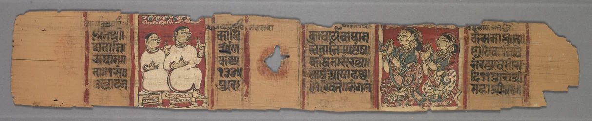 Folha de um manuscrito Jain: A história de Kalakacharya: Texto reto, 1278.