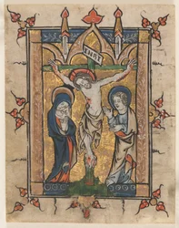 Folha de um Saltério: A Crucificação, c. 1300-1330.