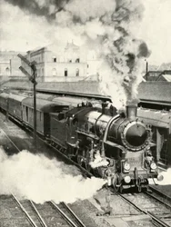 Saindo de Budapeste. Um trem expresso parte da Estação Central, 1935-36.