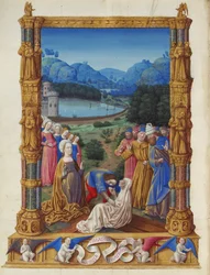 Les Très Riches Heures du Duc de Berry, Folio 133v - A Revelação da Verdadeira Cruz