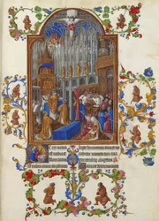 Les Très Riches Heures du Duc de Berry, Folio 158r - A missa de Natal