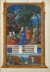 Les Très Riches Heures du Duc de Berry, Folio 57r - O Voo para o Egipto
