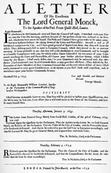 Carta do General Monck ao Presidente da Câmara dos Comuns, 1659 1903