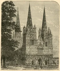 Catedral de Lichfield - Frente Oeste, 1898.