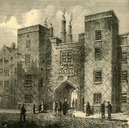 Porta da pensão de Lincolns, pista de Chancery, 1881.