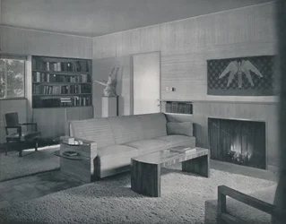 Sala projetada por Honor Easton e Alyne Whalen em uma casa em Los Angeles, 1942