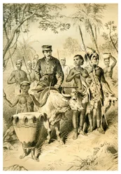 Livingstone fraco de febre escoltada para Shintes Town, c1854 1883