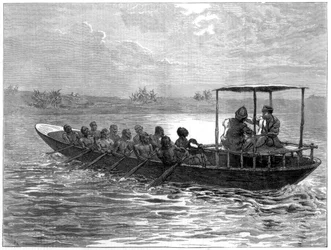 Livingstone e Stanley indo de Ujiji ao rio Rusizi, 1871