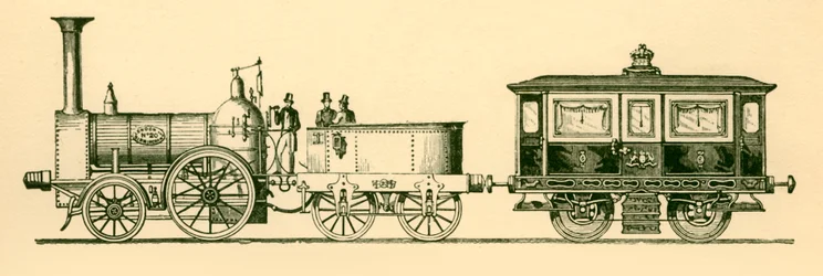 Locomotiva e Royal Bar, Londres e Birmingham Railway, 1843, 1930.