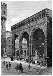 Loggia del Lanzi, Piazza della Signoria, Florença, Itália, 1882