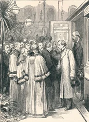 Lord Beaconsfield e Lord Salisbury na Estação Ferroviária de Charing Cross, 1896
