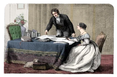 Lord Melbourne 1779-1848 a instruir a jovem rainha Vitória 1819-1901, 1837, c. 1895