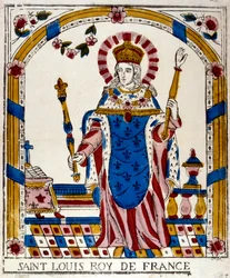 Luís IX, rei de França, com as suas vestes de coroação, 1226, século XIX