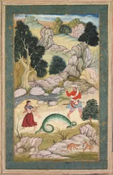 Amantes que se separam, Página de um livro de fábulas, c. 1590-95.