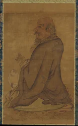 Luohan com um macaco branco, final da dinastia Ming ou início da dinastia Qing, século XVII.