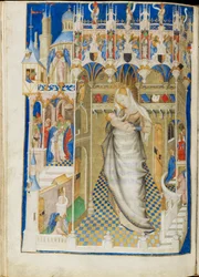 Madonna e criança em uma igreja (cinco alegrias da Virgem). As horas de Isabella Stuart.