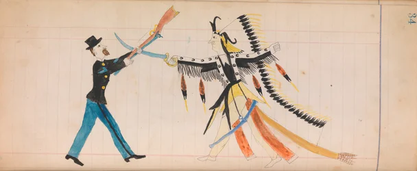 Maffet Ledger: chefe indiano e soldado, ca. 1874-81.