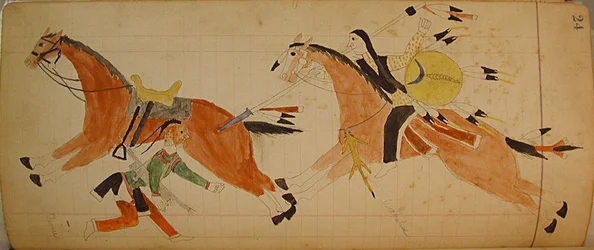 Maffet Ledger: Dois índios com cavalos, ca. 1874-81.