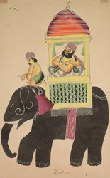 Mahant de Tarakeshwar monta em um elefante, do século XIX.