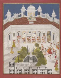 Maharana Ari Singh adorando em seu palácio, 1765