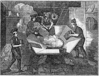 Fazendo chapéus de castor, 1835