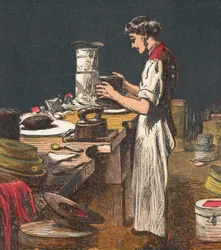 Fazendo chapéus de seda, 1867