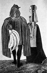 Traje masculino e feminino, do final do século XV ao início do século XVI, 1910