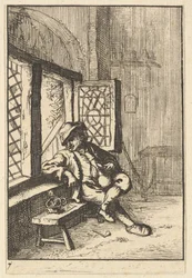 Homem sentado por uma cópia da janela, 1610-85.