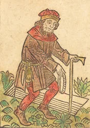 Homem caminhando em direção a um túmulo, c. 1495.