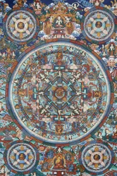 Mandala sobre um thangka tibetano, Bhaktapur, Nepal