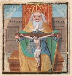 Iluminação manuscrita com a Trindade, de um livro de horas, final do século XV.