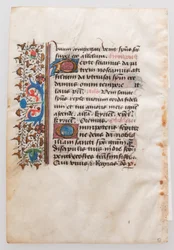 Folha do manuscrito, de um livro de horas, século XV.