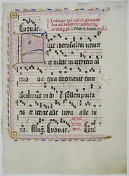 Folha Manuscrito com inicial F, de um antifonário, alemão, segundo quartel do século XV.