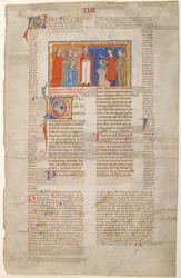 Folha Manuscrito com Cena de Casamento, de Decretais de Gregório IX, italiano, ca. 1300.