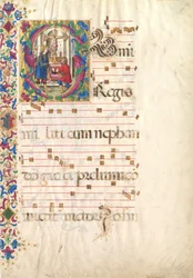 Folha Manuscrito com São João Gualberto em S inicial, de um Antifonário, início do século XVI.