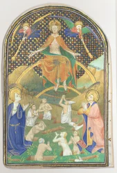 Folha do manuscrito com o último julgamento, de um livro de horas, ca. 1400